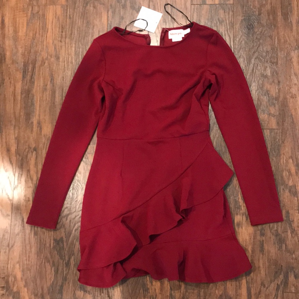Red Showpow wrap dress